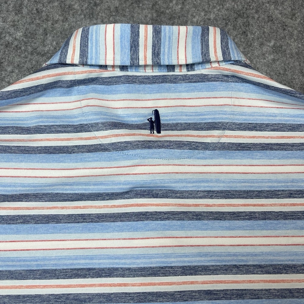 Johnnie O Polo Mens L Blue Multicolor Stripe Mira Vista Embroidered Performance - Picture 7 of 9